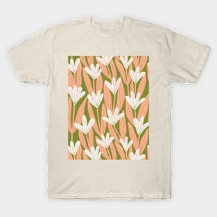 Minimalist magnolias - Olive and salmon T-Shirt